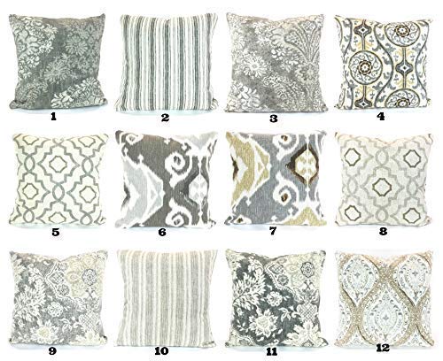 Amazon Com Farmhouse Throw Pillow Covers Gray Tan Cushions Ikat