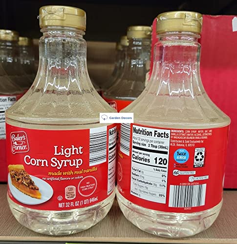 Baker's Corner Light Corn Syrup with Real Vanilla - 2x 32oz Bottles, No HFCS or Artificial Flavors, USA Made