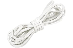 uxcell Flat Leather Cord, 3.3 Yard 3mm Leather String Strips Lacing for DIY Crafts Making Bracelet Purse Strap, Pure White