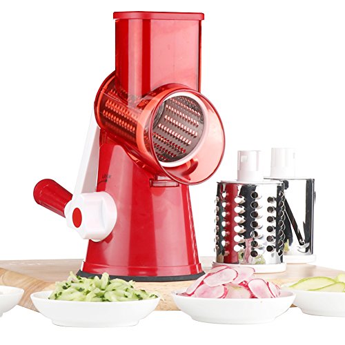 Rotary drum grater, vegetable slicer with 3 stainless s…