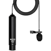 Movo LV8-C Broadcast-Quality XLR Lavalier Cardioid Condenser Wired Microphone with 12mm Mic Capsule for Accurate Voice Recording - Kit Includes Lapel Clip, Case and Windscreen