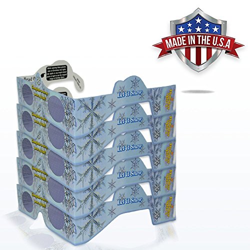 3D Christmas Glasses - 5 Pack - Turn Holiday Lights Into Magical Images. See SNOWFLAKES For A Christmas Experience. Our USA MADE Holiday Specs Are Perfect For Festivities!
