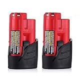 2Packs Replacement for M12 2.0Ah Battery Milwaukee 12V Lithium Xc 48-11-2401 48-11-2402 48-11-2420 48-11-2430 48-11-2440 Cordlees Tools