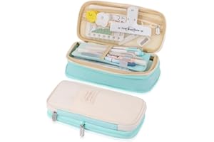 iSuperb Foldable Pencil Case Zipper Big Capacity Aesthetic Canvas Pencil Pouch Compartments Stationery Organizers Pen Bag for Kids Girls Boys Teen Child Student School Supplies Makeup Bags