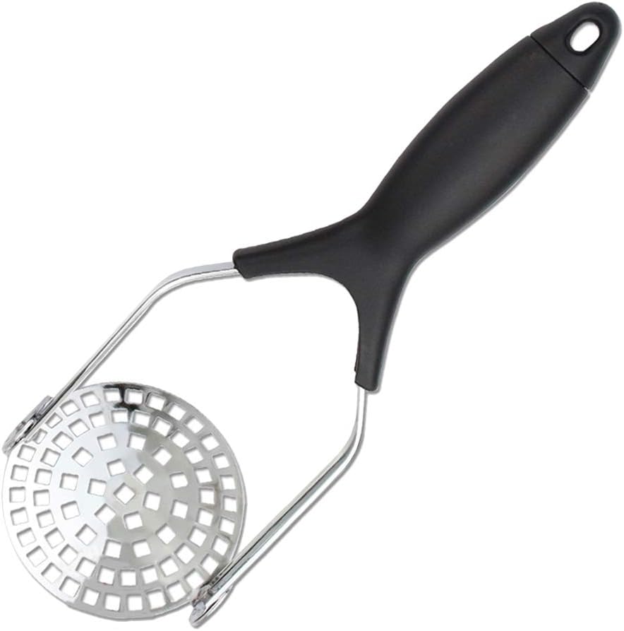 Liveday Stainless Steel Potato Masher Tool FineGrid Mashing Plate