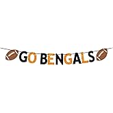 Go Bengals Banner, Football Game Day Decorations, Bengals Football Party Decorations Orange Black Glitter