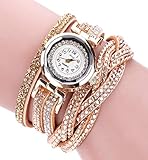 Clearance Sale!DEESEE(TM) Brand Watches Women Luxury Crystal Women Gold Bracelet Quartz Wristwatch Rhinestone Clock Ladies Dress Gift Watches (Gold)