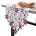 Sattiyrch Christmas Embroidered Table Runner, Luxury Poinsettia and Holly Table Runner for Xmas Decorations,15x69 Inch (White)