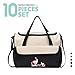 SoHo diaper bag Black Elephant 10 pcs nappy tote travel bag for baby mom dad unisex durable multifuncation large capacity includes changing pad stroller straps mesh bag insulated bottle case Black