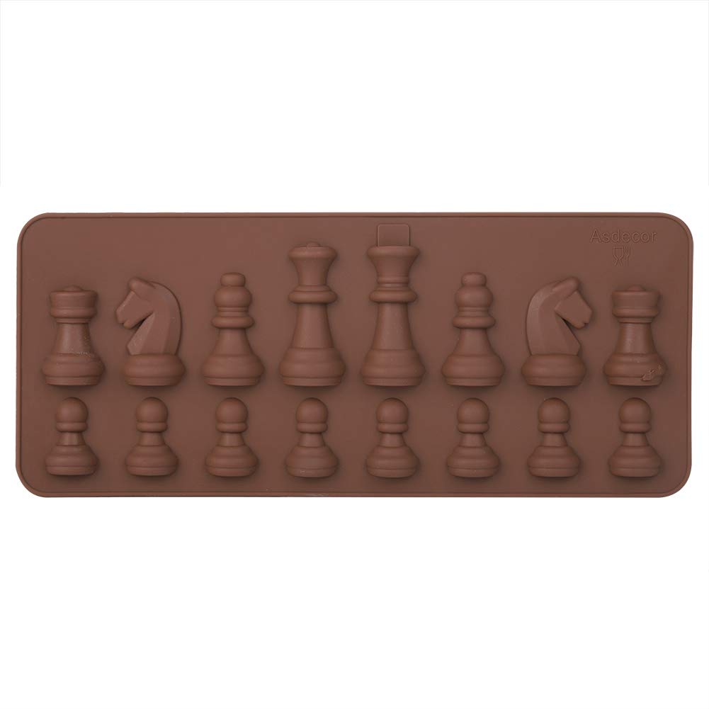 Weiyiroty Silicone Chess Chocolate Mold, 16 Cavity, Brown, Suitable for Chocolate/Jelly, Chess Piece Shape
