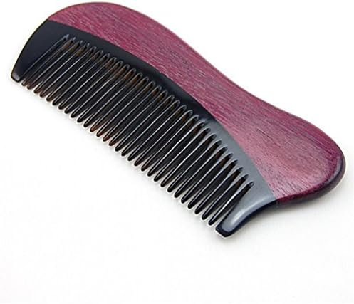 Modocomb Charm Natural Purple Wood Comb OX Horn comb 4.8x1.95 inch