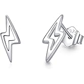 Sterling Silver Lightning Bolt Earrings Hypoallergenic Jewelry Minimalist Small Studs Earrings for Women