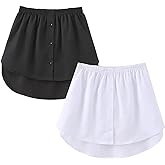 OBBUE Women's 2 Pcs Mini Adjustable Shirt Extender Removable Layering Half Length Underskirt with Buttons