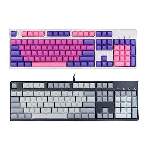 Purple Pink PBT Keycaps SENREAL 104 Thick Keycaps Cherry MX Key Caps DSA Profile Colorful Blank Keycaps Set for 61/87/104 Mx Switches Mechanical Gaming Keyboard