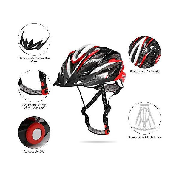 €28.99 Lixada Casco da bicicletta sicurezza sport della bici con visiera -  Integrated Mountain Bike Bicycle Riding Helmet - 25 Vents doppio In-Mould  per Casco Bici Adulto 58~62cm - bikewebshop.it
