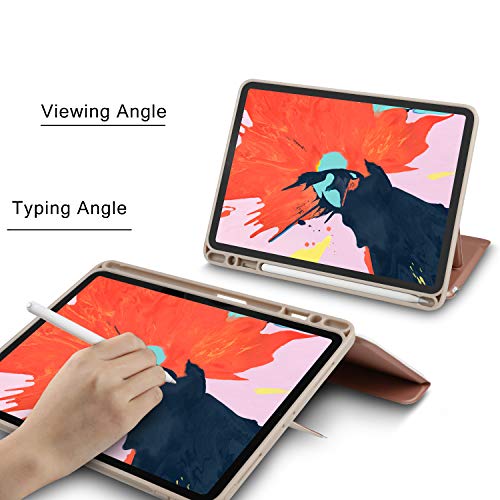 IVSO Keyboard Case For Apple iPad Pro 11 2018 Stand Cover Case with Wireless Keyboard & Pencil Slot (Auto Wake/Sleep, Apple Pen Charging Enabled Case) Fitting Apple iPad Pro 11 2018 Tablet (Rose Gold)
