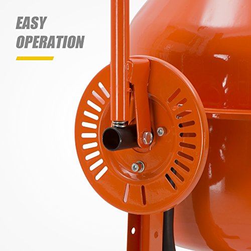 Electric Concrete Cement Mixer Portable Barrow Machine Mixing Mortar Stucco and Seeds (1/2 HP 2.5 Cu Ft 230W)