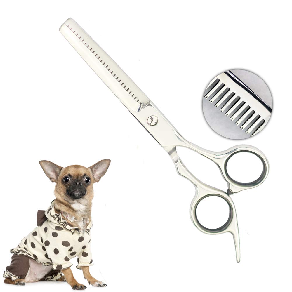 Dog Grooming Scissors 4CR Stainless Steel Pet Thinning Shears, Heavy-duty Titanium Coated, Size 6.7"