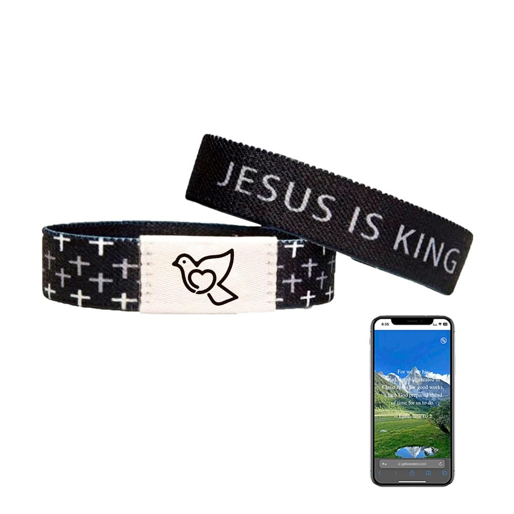 Photo 1 of ***DIFFERENT DESIGN*** Bible Verse Bracelets NFC Scan- Daily Bible Verse Bracelet -Daily Inspirational Christian Gifts for Men & Women, Waterproof Jesus Wristbands with Faith-Filled Scriptures(Wearable bible bracelet white)