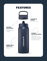 LifeStraw Go Series Insulated Stainless Steel Water Bottle 1L Icelandic Blue view 3