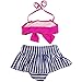 Jastore® Baby Girls Big Bowknot Stripe 2 Pieces Swimwear Swimsuits Beach Wear (2T, Rose)