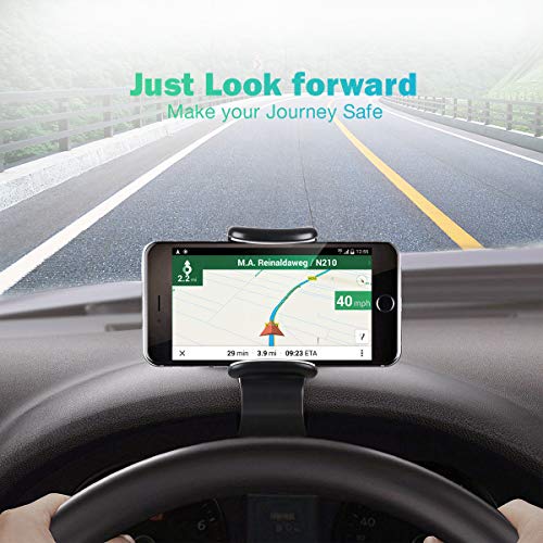 Dashboard Cell Phone Holder, Makeasy 2 in 1 Dashboard Car Phone Mount and Air Vent Car Phone Mount Suitable for 4 inches to 6.5 inches Smartphones, 360-Degree Rotation Adjustable Mobile Clip Stand