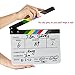 Jmkcoz Acrylic Film Clapboard Dry Erase Director Film Movie Clapper Board Cut Action Scene Clapper Board Slate with Colorful Sticks