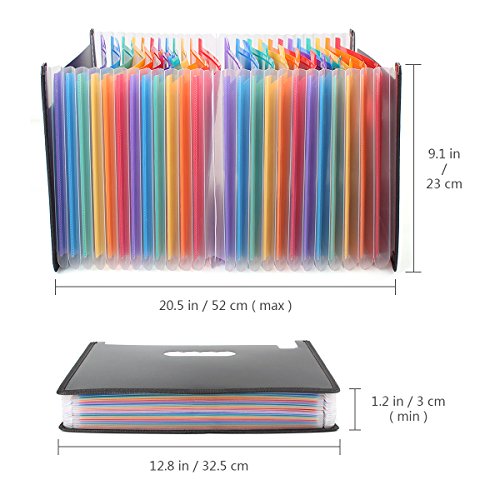 HJSMing 24 Pocket Large Capacity Expandable Plastic Folders/Multicolor Folders/A4 Accordion File Manager/Business Folders Organizer Office File Organizer Bag - Thumbnail 6