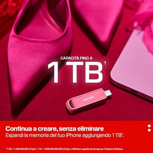 Unità per telefono con USB Type-C 512 GB (per smartphone, tablet e computer, velocità fino a 150 MB/s, backup automatic, recupero dati) - Seastar Pink