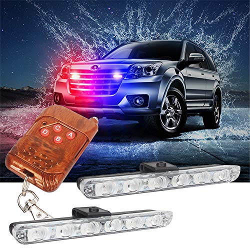 Clidr Car-styling Wireless Remote 6 LED Ambulance Police Light Control Flasher Car Strobe Warning Emergency External Police Lights (White & Amber)