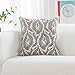 HWY 50 Grey Gray Decorative Throw Pillow Covers 18x18 Inch (1 Piece), Embroidered Cotton Farmhouse Cushion Cover Pillow Case for Sofa Couch Living Room Bed Bedroon, Floral Branches