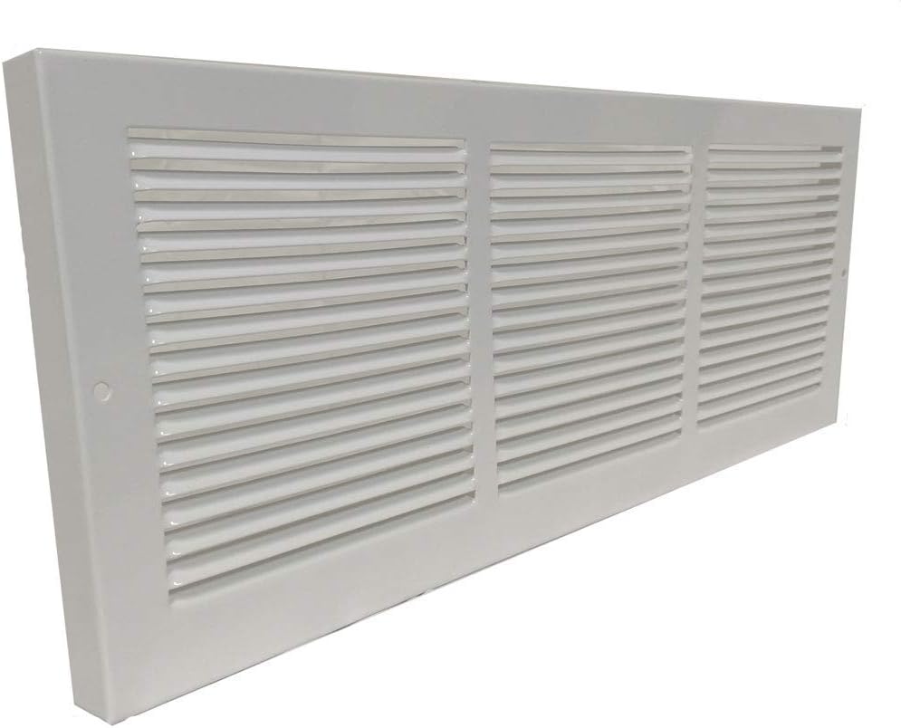 White Baseboard Return Grill with 7/8" Turn Back (16" x 8