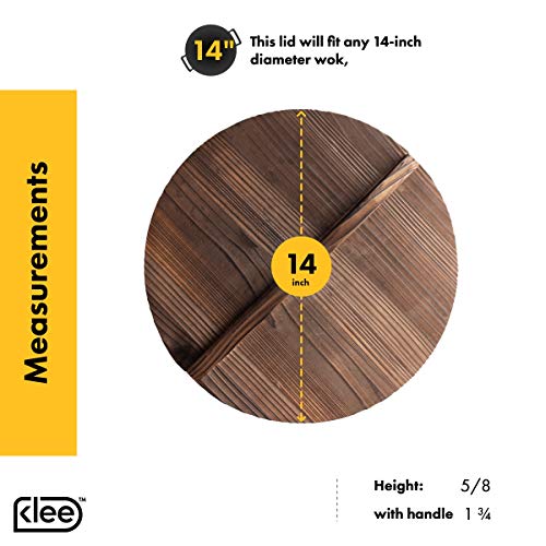 Klee Wooden Lid for 14" Cast Iron Wok - Wok Cover 14" - Wooden Lid for Wok - 14" Wok Lid for Cast Iron Wok - Wok Accessories - Wok Lid 14 Inch - Cast Iron Wok Lid - Thumbnail 5