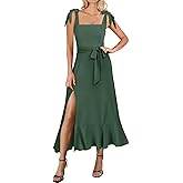 ANRABESS Women's Square Neck Ruffle Split Midi Elegant Formal Wedding Guest Cocktail Bridesmaid Graduation Party Dresses