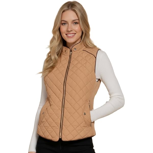 MISS MOLY Women Lightweight Quilted Padded Puffer Vest Stand