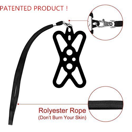 2 in 1 Cell Phone Lanyard Rocontrip Strap Case Holder with Detachable Neckstrap Universal for Smartphone iPhone 8,7 6S iPhone 6S Plus,Samsung Galaxy Google Pixel 4.7-5.5 inch (Black)