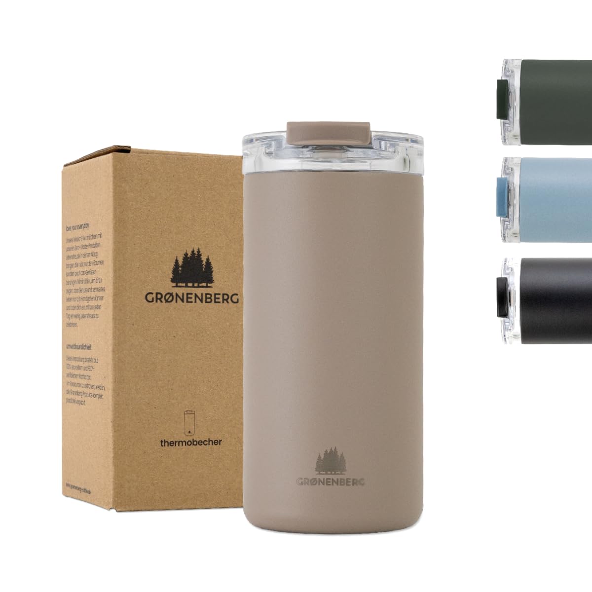 Groenenberg Travel Mug | Coffee Cup 350 or 473ml | 100% Leakproof Coffee Cup Travel Mug | Hot for Hours | Recycled Stainless Steel Travel Mugs for hot Drinks (Earth, 473 ml)