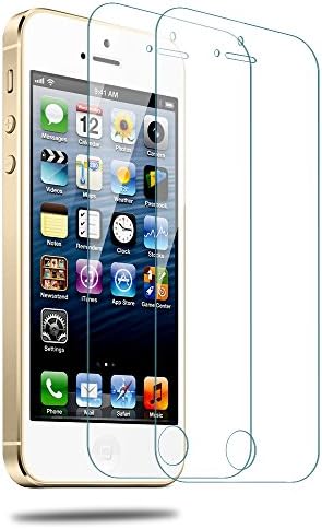 iPhone 5S Screen Protector,Utmury Tempered Glass Screen Protector,Screen Protector Tempered Glass Screen Display Film for iPhone SE/5/5S/5C(Pack of 2)