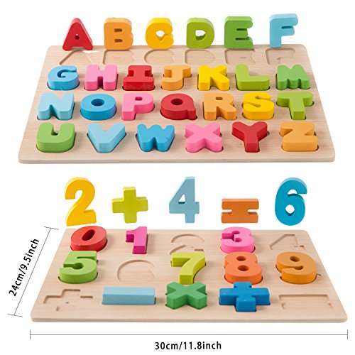 image for Wooden Shape Sorter Bus with Tangram & Number Puzzle Board & Alphabet 