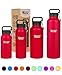 Healthy Human Stainless Steel Water Bottle | Double Walled Vacuum Insulated Water Thermos for Adults | Eco-Friendly Travel Bottles with Leak Proof Lid (Red Hot, 32 oz/ 946 ML)