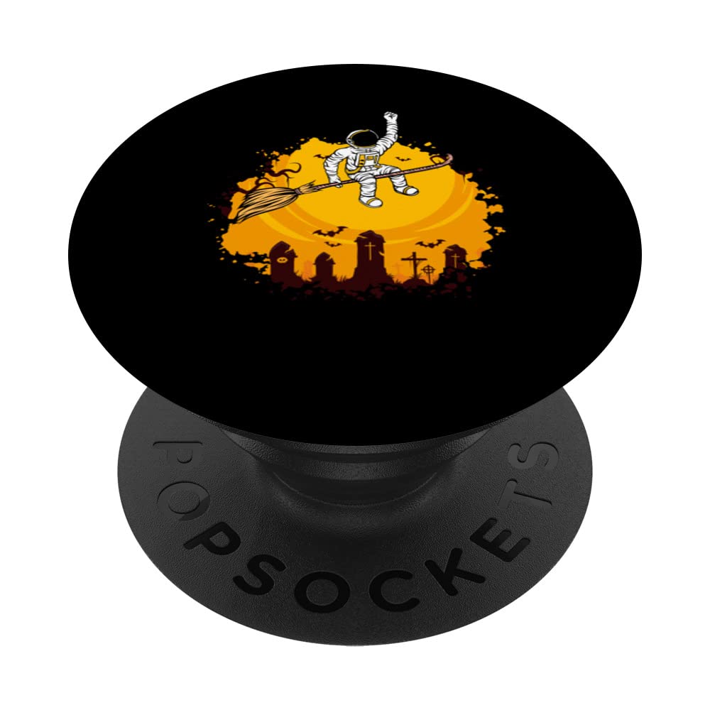 Astronauts flying on broom at Halloween - cool Astronaut PopSockets Swappable PopGrip