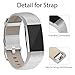 Henoda Replacement Bands Compatible with Fitbit Charge 2, Classic Genuine Leather Charge 2 Band Fitness Wristband for Women Men Small Large Silver