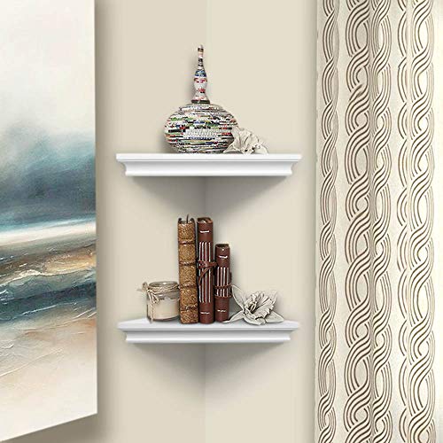 ZGZD White Corner Floating Shelf Wall Storage Display Shelves for