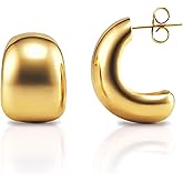 Geedow Chunky Hoop Earrings for Women - 18K Gold Plated Big Thick Earring Trendy Stud Set Fashion Gifts Formal Wedding Party Birthday Decoration
