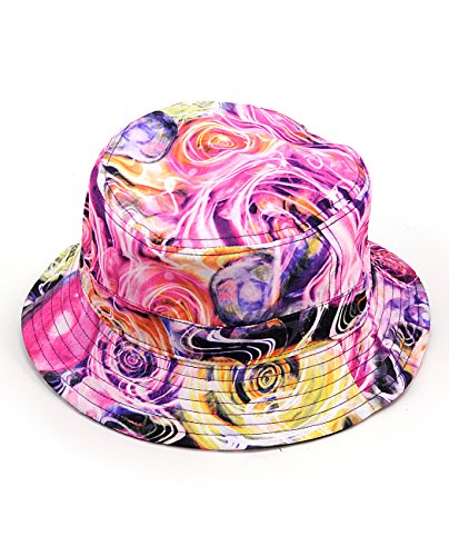 NYFASHION101 Fashionable Unisex Satin Lined Printed Pattern Cotton Bucket Hat