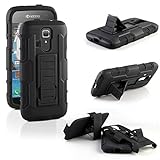 RANZ® Kyocera Hydro Icon C6730 (Boost Mobile) / Kyocera Hydro Life C6530N (T-Mobile/MetroPcs) Black Rugged Impact Armor Hybrid Kickstand Cover with Belt Clip Holster Case + Touch Stylus