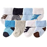 Luvable Friends Unisex 8 Pack Newborn Socks, Blue Shoes, 0-6 Months