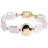 Guptue Natural freshwater pearls Baroque pearl bracelet 14K gold plated jewelly for women square pearl bracelets