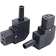 Toptekits (2 Pack) IEC 320 C13 Female Right Angle Plug Adapter, 90 Degree Side Entry, UPS Audio Socket Plug, 10A/16A AC Power Industrial Socket, Black
