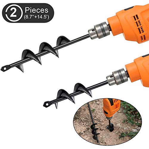Mudder Erdbohrer Garten Bohrer Garten Pflanze Erdbohrer 8,7 x 1,57 Zoll und 14,5 x 1,96 Zoll Spiral Bohrer für 3/8 Zoll… – Bild 3